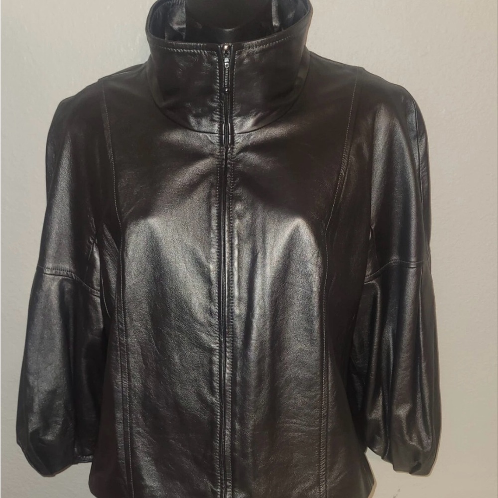 St. John women’s pearlised Napa leather grey jacket - Picture 10 of 12